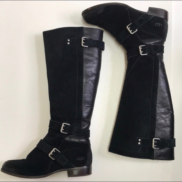 UGG black and suede riding boot - Picture 3 of 9